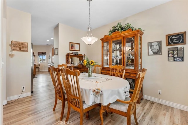 58598 Santa Maria Dr, Yucca Valley, CA 92284 - dining space featuring light wood-type flooring, baseboards, and recessed lighting