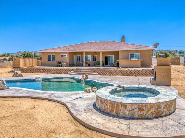 58598 Santa Maria Dr, Yucca Valley, CA 92284 - outdoor pool featuring an in-ground hot tub and a patio
