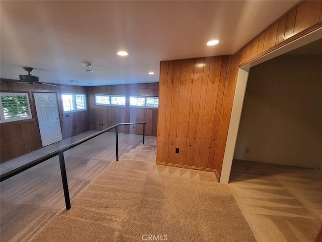 532 N Reese Pl, Burbank, CA 91506 - hall with carpet, wooden walls, and recessed lighting