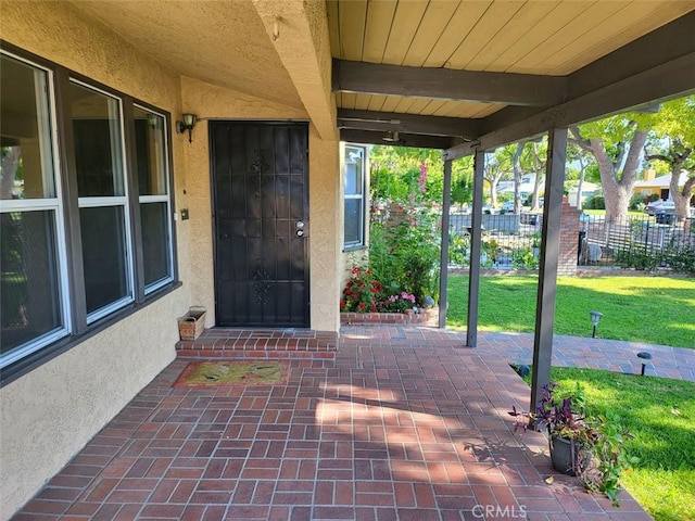 532 N Reese Pl, Burbank, CA 91506 - view of exterior entry with stucco siding and a patio