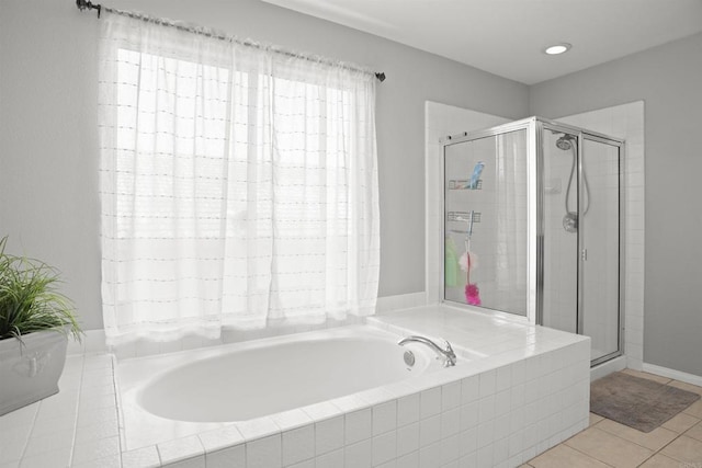 1990 Willowbrook Dr, Oceanside, CA 92056 - full bath with a bath, a stall shower, and tile patterned floors