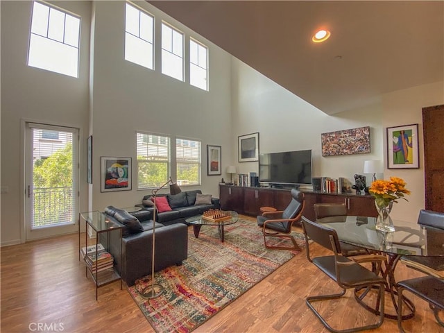 5 Abarrota St, Rancho Mission Viejo, CA 92694 - living area featuring a towering ceiling, wood finished floors, and plenty of natural light