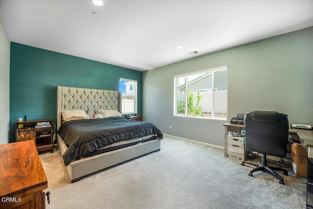 30106 Stargazer Way, Menifee, CA 92584 - bedroom with baseboards, carpet floors, recessed lighting, an office area, and an accent wall