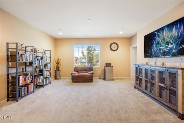 30106 Stargazer Way, Menifee, CA 92584 - sitting room featuring carpet flooring, recessed lighting, and baseboards