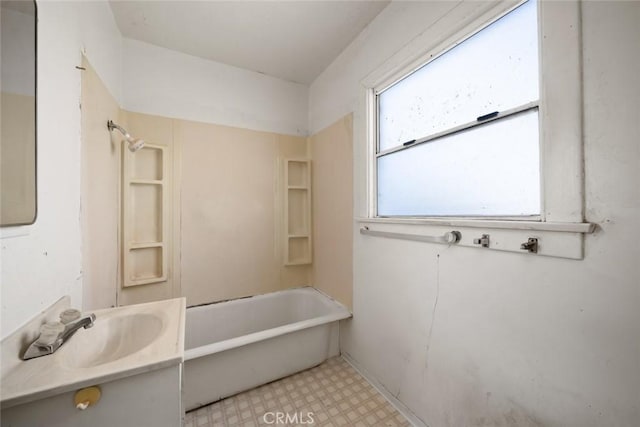 1427 Beach St, San Luis Obispo, CA 93401 - full bath with tile patterned floors, vanity, and bathtub / shower combination