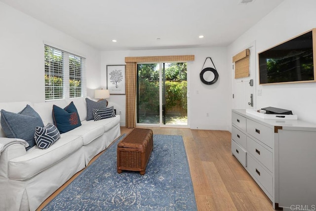 8014 La Jolla Shores Dr, La Jolla, CA 92037 - living room featuring light wood finished floors, healthy amount of natural light, and recessed lighting