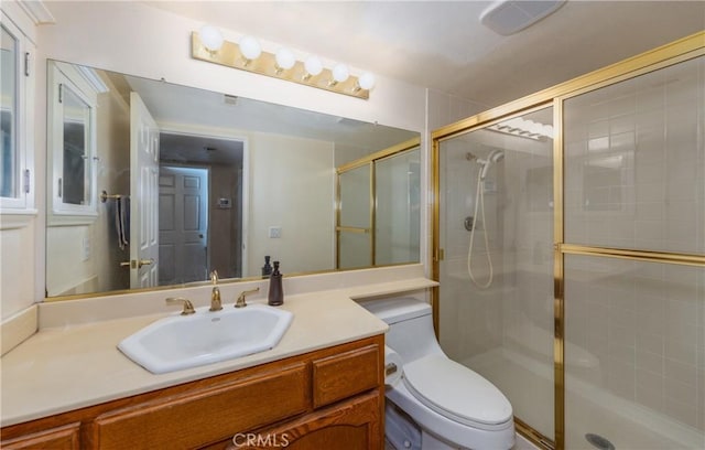 9979 Timbermist Ct, Rancho Cucamonga, CA 91737 - full bathroom with toilet, a stall shower, and vanity