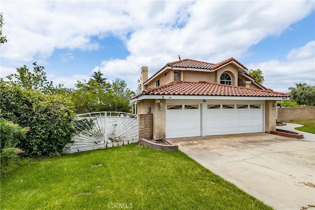 9979 Timbermist Ct, Rancho Cucamonga, CA 91737 - view of front of property featuring stucco siding, driveway, a tiled roof, a chimney, and an attached garage
