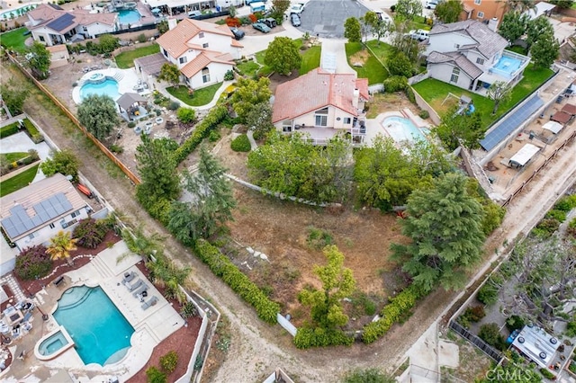 9979 Timbermist Ct, Rancho Cucamonga, CA 91737 - aerial overview of property's location featuring a pool and nearby suburban area