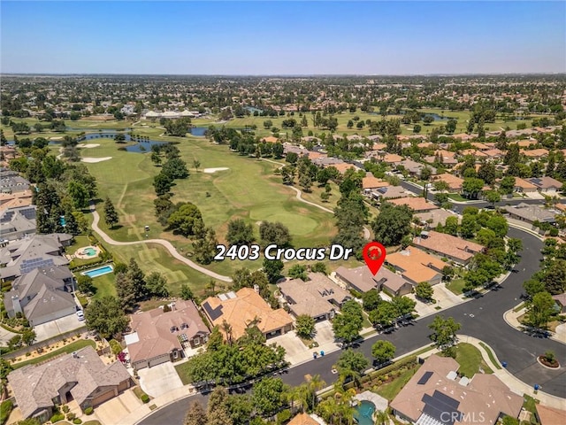 2403 Crocus Dr, Bakersfield, CA 93311 - aerial overview of property's location featuring a nearby body of water, nearby suburban area, and a golf course