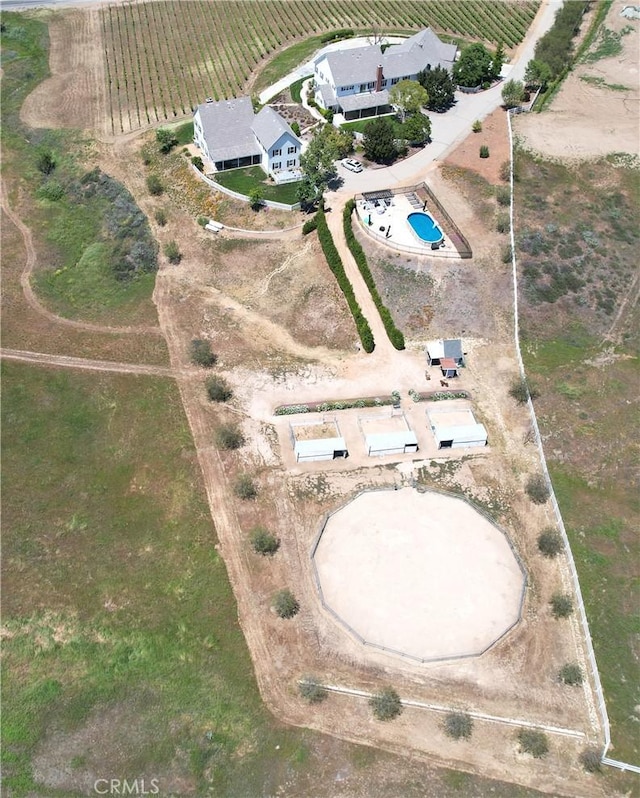 36475 Avenida La Cresta, Murrieta, CA 92562 - aerial view of property and surrounding area featuring rural landscape, abundant farmland, and a pool