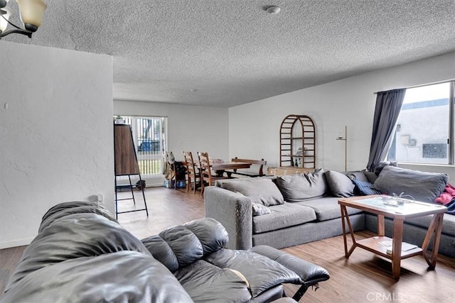 2212 Grant Ave, Redondo Beach, CA 90278 - living room with a textured ceiling, healthy amount of natural light, wood finished floors, and a textured wall