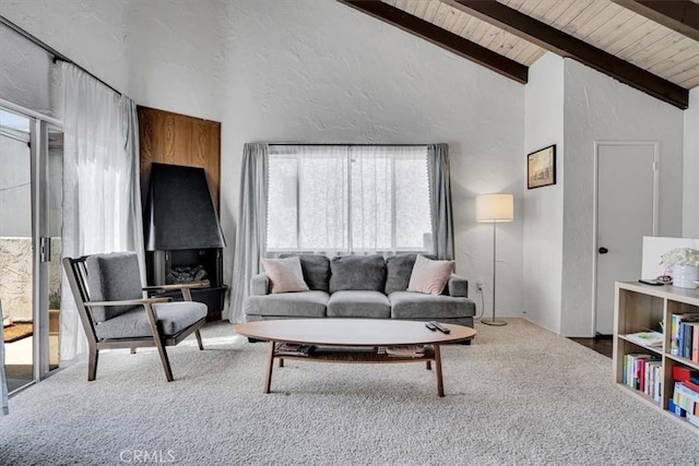 2212 Grant Ave, Redondo Beach, CA 90278 - carpeted living area with a textured wall and wooden ceiling