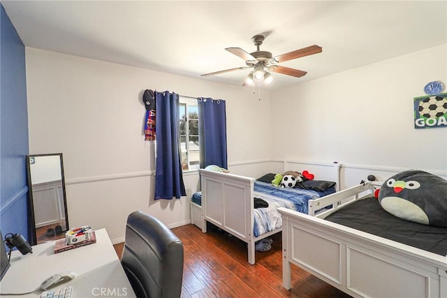 18353 Hackberry St, Hesperia, CA 92345 - bedroom with dark wood finished floors and ceiling fan