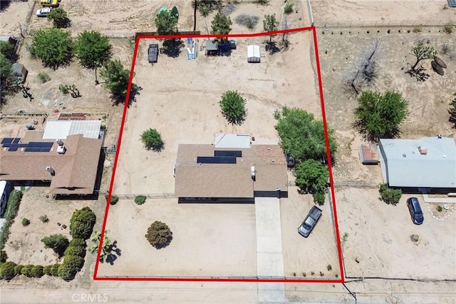 18353 Hackberry St, Hesperia, CA 92345 - aerial overview of property's location featuring property boundaries highlighted and a desert landscape