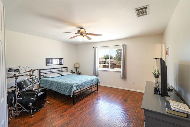 18353 Hackberry St, Hesperia, CA 92345 - bedroom featuring hardwood / wood-style floors, a ceiling fan, and baseboards