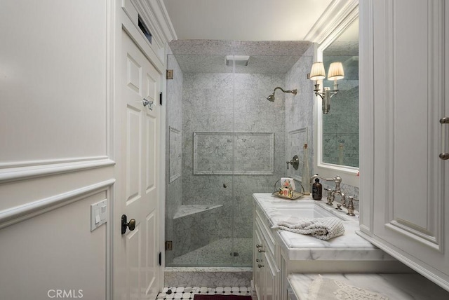 22372 Harwich Ln, Huntington Beach, CA 92646 - bathroom with vanity and a shower stall