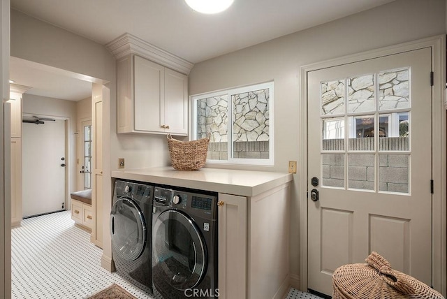 22372 Harwich Ln, Huntington Beach, CA 92646 - laundry room with cabinet space, washer and dryer, and baseboards