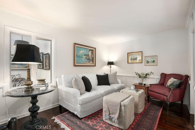 22372 Harwich Ln, Huntington Beach, CA 92646 - living area featuring hardwood / wood-style floors, crown molding, and baseboards