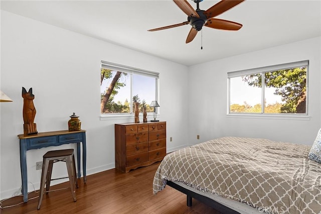814 Natures Way, Paradise, CA 95969 - bedroom with wood finished floors, baseboards, and a ceiling fan