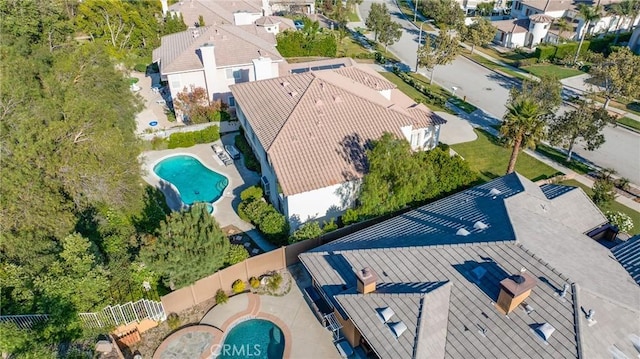 12800 N Overlook Dr, Rancho Cucamonga, CA 91739 - aerial perspective of suburban area featuring a pool area