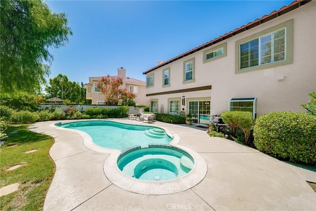 12800 N Overlook Dr, Rancho Cucamonga, CA 91739 - view of swimming pool with a patio area and a pool with connected hot tub