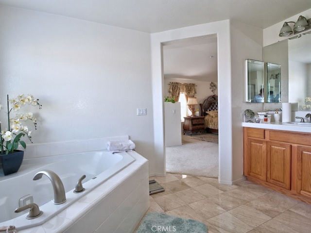 15585 Marnie Pl, Fontana, CA 92336 - full bathroom with connected bathroom, vanity, and a bath
