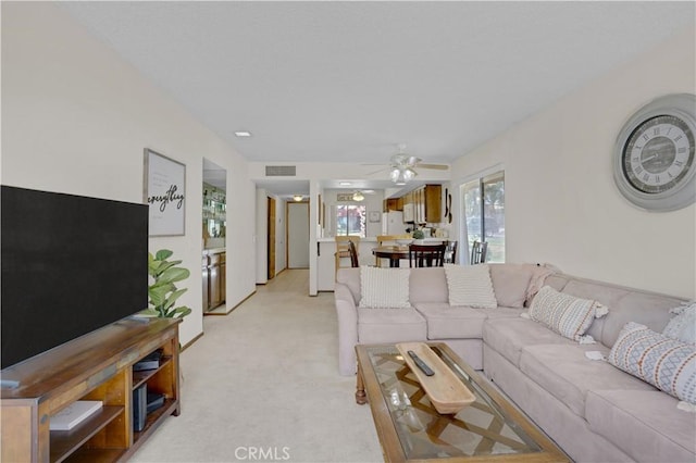 69723 Encanto Ct, Rancho Mirage, CA 92270 - living area with light colored carpet and a ceiling fan
