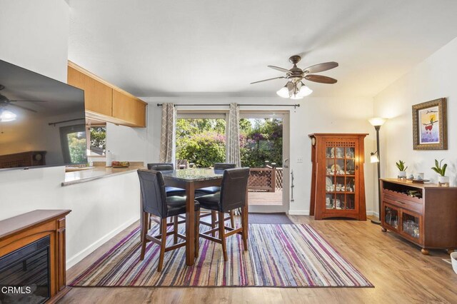 1025 Cachuma Ave Unit 32, Ventura, CA 93004 - dining room featuring a ceiling fan, plenty of natural light, light wood-style flooring, and baseboards