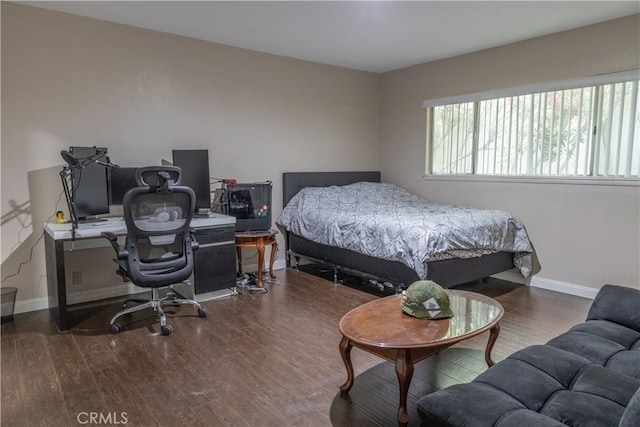 24048 Cruise Circle Dr, Canyon Lake, CA 92587 - bedroom featuring wood finished floors, an office area, and baseboards