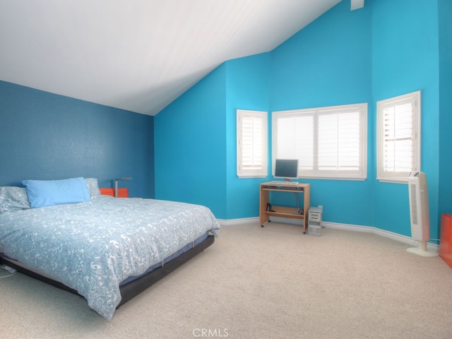 1400 Ashley Pl, Upland, CA 91784 - bedroom featuring lofted ceiling, carpet, and baseboards