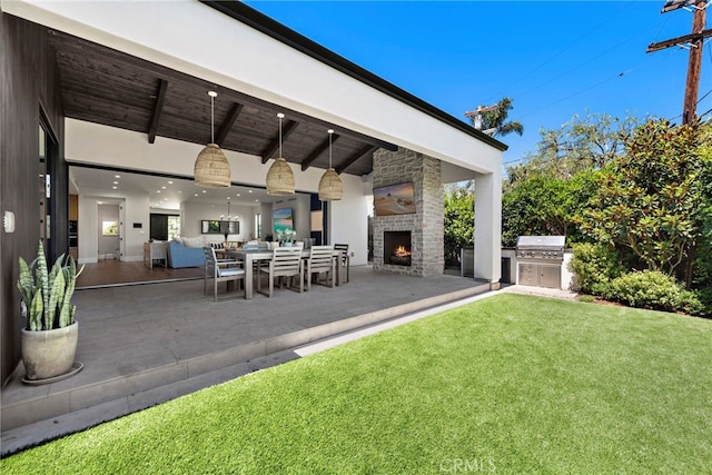 213 Avenida Princesa, San Clemente, CA 92672 - view of patio / terrace with an outdoor brick fireplace and outdoor dining space