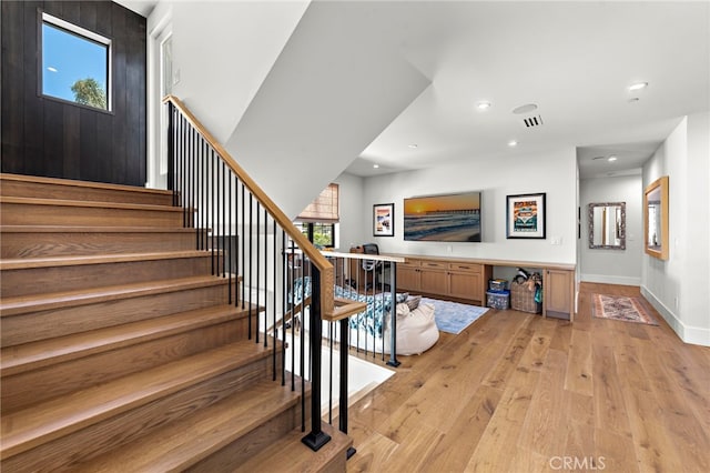 213 Avenida Princesa, San Clemente, CA 92672 - stairway featuring wood-type flooring, recessed lighting, and baseboards