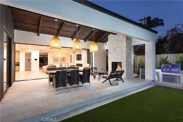 213 Avenida Princesa, San Clemente, CA 92672 - view of patio with an outdoor living space with a fireplace and outdoor dining area