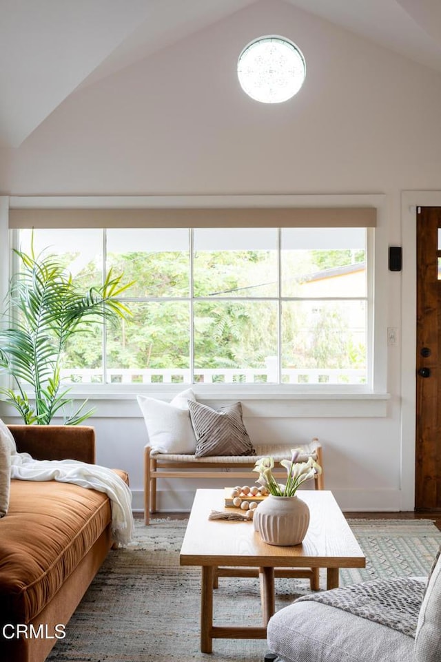 4865 Granada St, Los Angeles, CA 90042 - living area with high vaulted ceiling, wood finished floors, and baseboards
