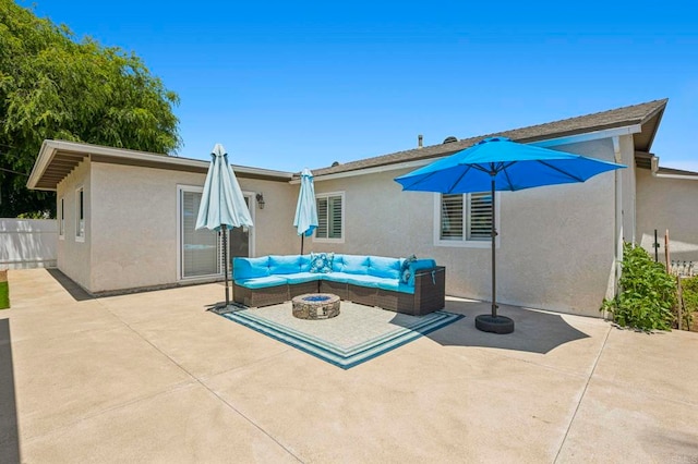 3925 Linmar Ln, Carlsbad, CA 92008 - view of patio with an outdoor living space with a fire pit
