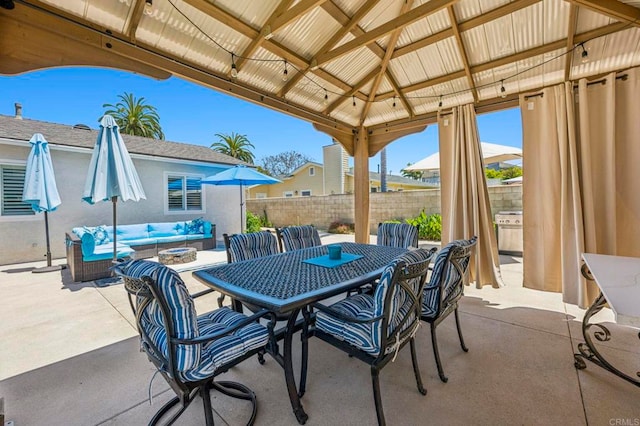 3925 Linmar Ln, Carlsbad, CA 92008 - view of patio with outdoor lounge area, outdoor dining area, and a gazebo