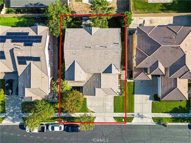 15601 N Peak Ln, Fontana, CA 92336 - aerial view of property and surrounding area featuring property parcel outlined
