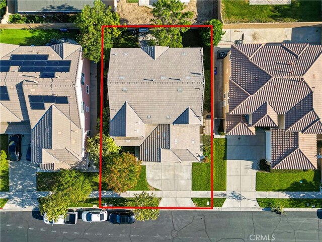 15601 N Peak Ln, Fontana, CA 92336 - aerial view of property and surrounding area featuring property boundaries highlighted