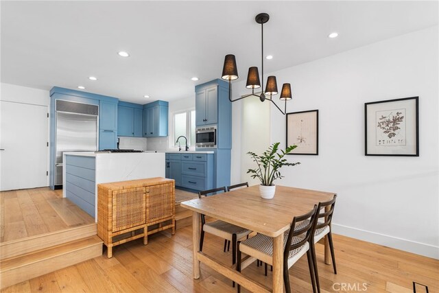 332 L St, Newport Beach, CA 92661 - dining room featuring light wood-type flooring, recessed lighting, and baseboards