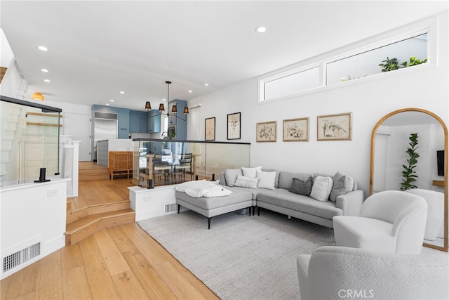 332 L St, Newport Beach, CA 92661 - living room featuring light wood-type flooring and recessed lighting
