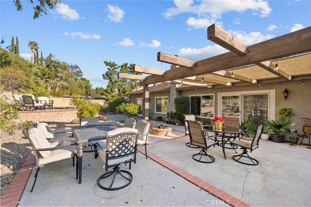 13247 Mission Tierra Way, Granada Hills, CA 91344 - view of patio / terrace featuring outdoor dining space and a pergola