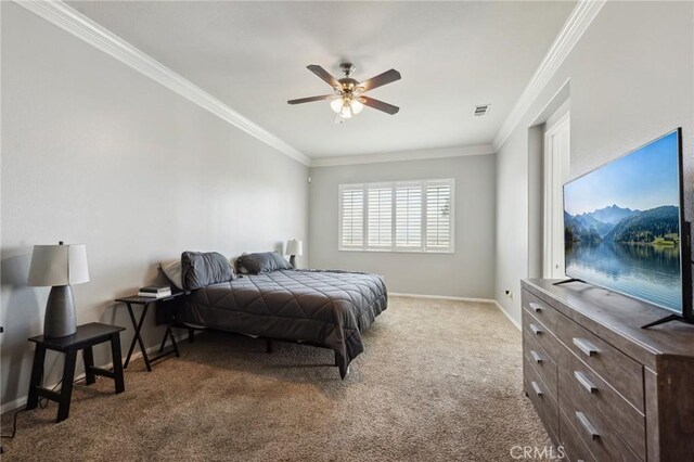 10237 Cotoneaster St, Apple Valley, CA 92308 - carpeted bedroom with crown molding and ceiling fan