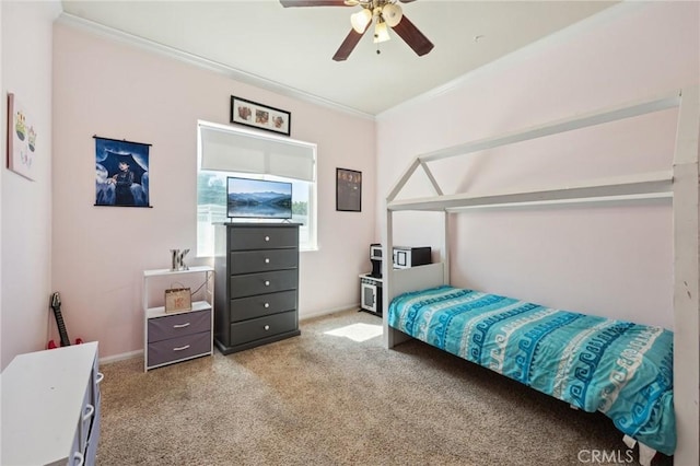 10237 Cotoneaster St, Apple Valley, CA 92308 - carpeted bedroom featuring crown molding and a ceiling fan