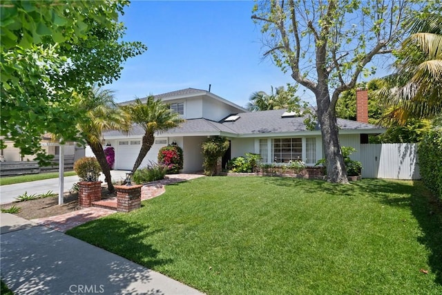 2704 Albatross Dr, Costa Mesa, CA 92626 - view of front of property featuring driveway, a chimney, an attached garage, and stucco siding