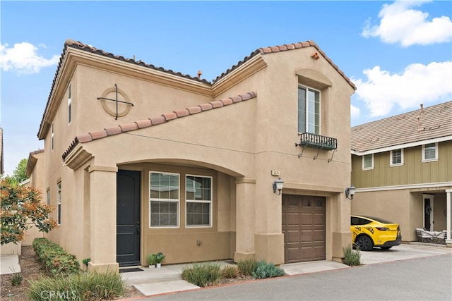 5874 Silver Oaks Dr, Chino, CA 91710 - mediterranean / spanish-style home with a tile roof, an attached garage, and stucco siding