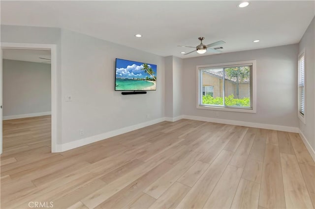 26242 Via Corrizo, San Juan Capistrano, CA 92675 - unfurnished room with light wood-style floors, recessed lighting, baseboards, and ceiling fan