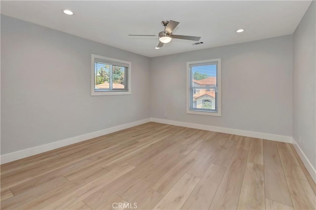 26242 Via Corrizo, San Juan Capistrano, CA 92675 - empty room featuring healthy amount of natural light, baseboards, light wood finished floors, recessed lighting, and ceiling fan