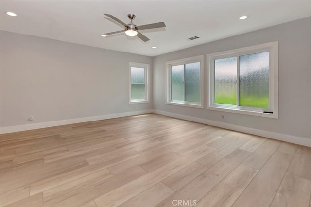26242 Via Corrizo, San Juan Capistrano, CA 92675 - unfurnished room featuring baseboards, light wood-style floors, a ceiling fan, and recessed lighting