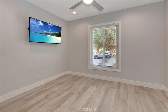 26242 Via Corrizo, San Juan Capistrano, CA 92675 - unfurnished room with light wood-type flooring, baseboards, a ceiling fan, and recessed lighting